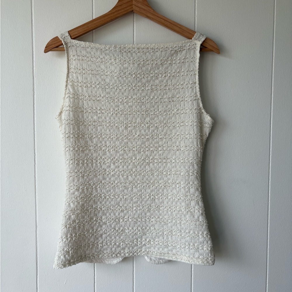 Cream Ruched Square Neck Button Front Top - Picture 5 of 6